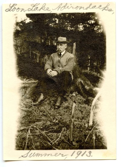Joseph Moore Jr. at Loon Lake in the Adirondacks, NY. Summer 1913.